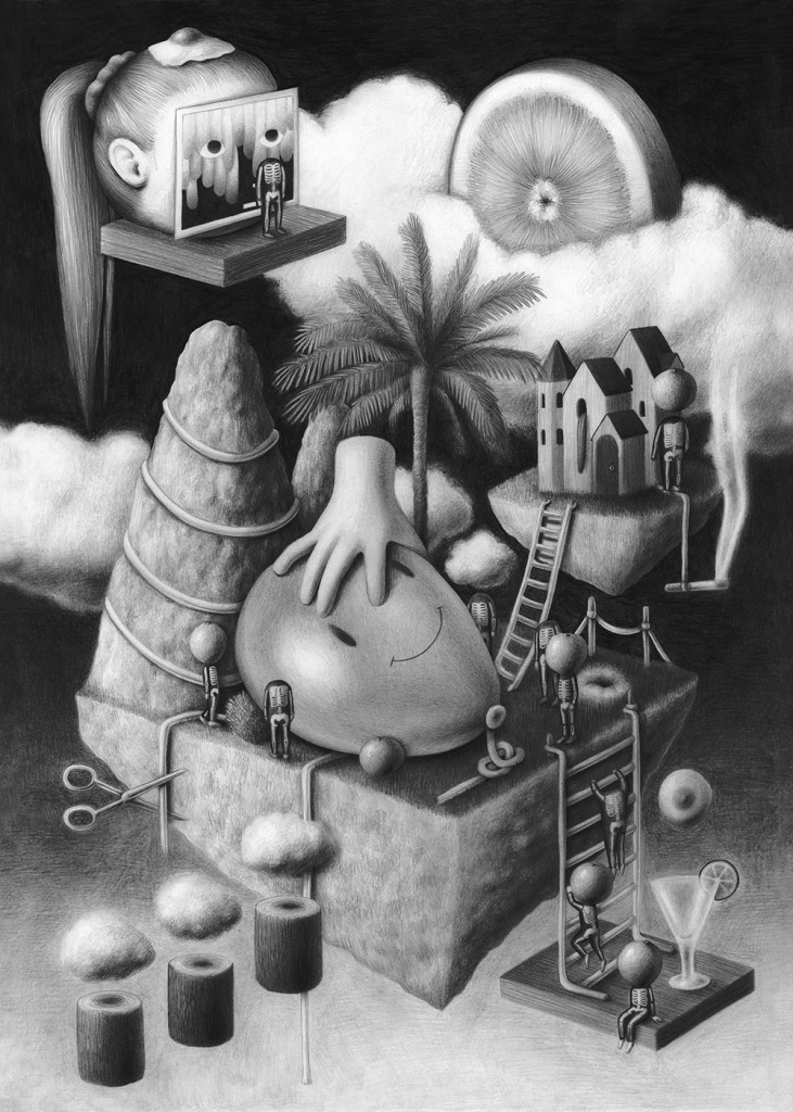 Amandine Urruty, Balloon, graphite on paper, 50x70 cm, 2014 