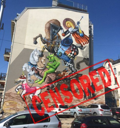 Censored mural by NOM Crew