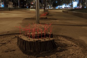 Red crosses on a green graveyard