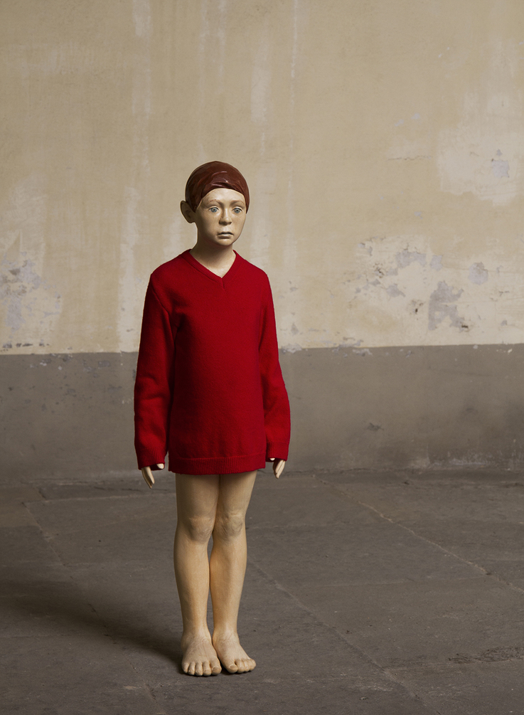 Andreas Senoner - I learned all I know by the age of nine, 2012, 91x25x17 cm, painted wood, fabric